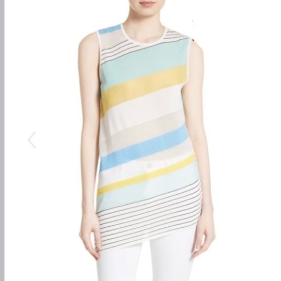 Diane Von Furstenburg Stripe Asymmetrical Top - Picture 4 of 15